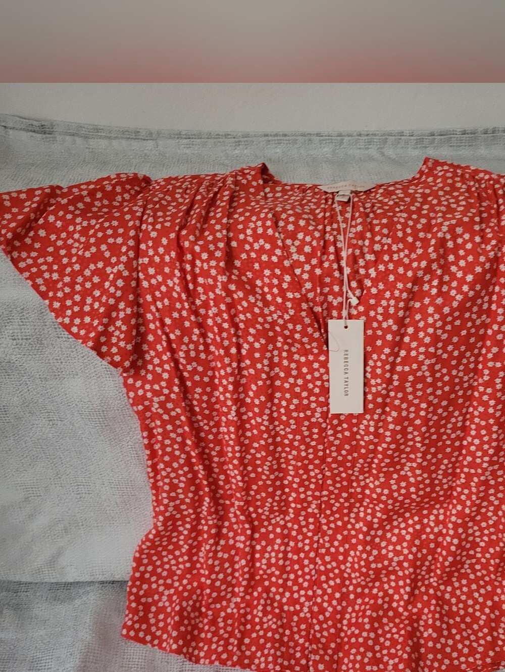 Rebecca Taylor Malia Red Floral Blouse size 6 new - Picture 1 of 12
